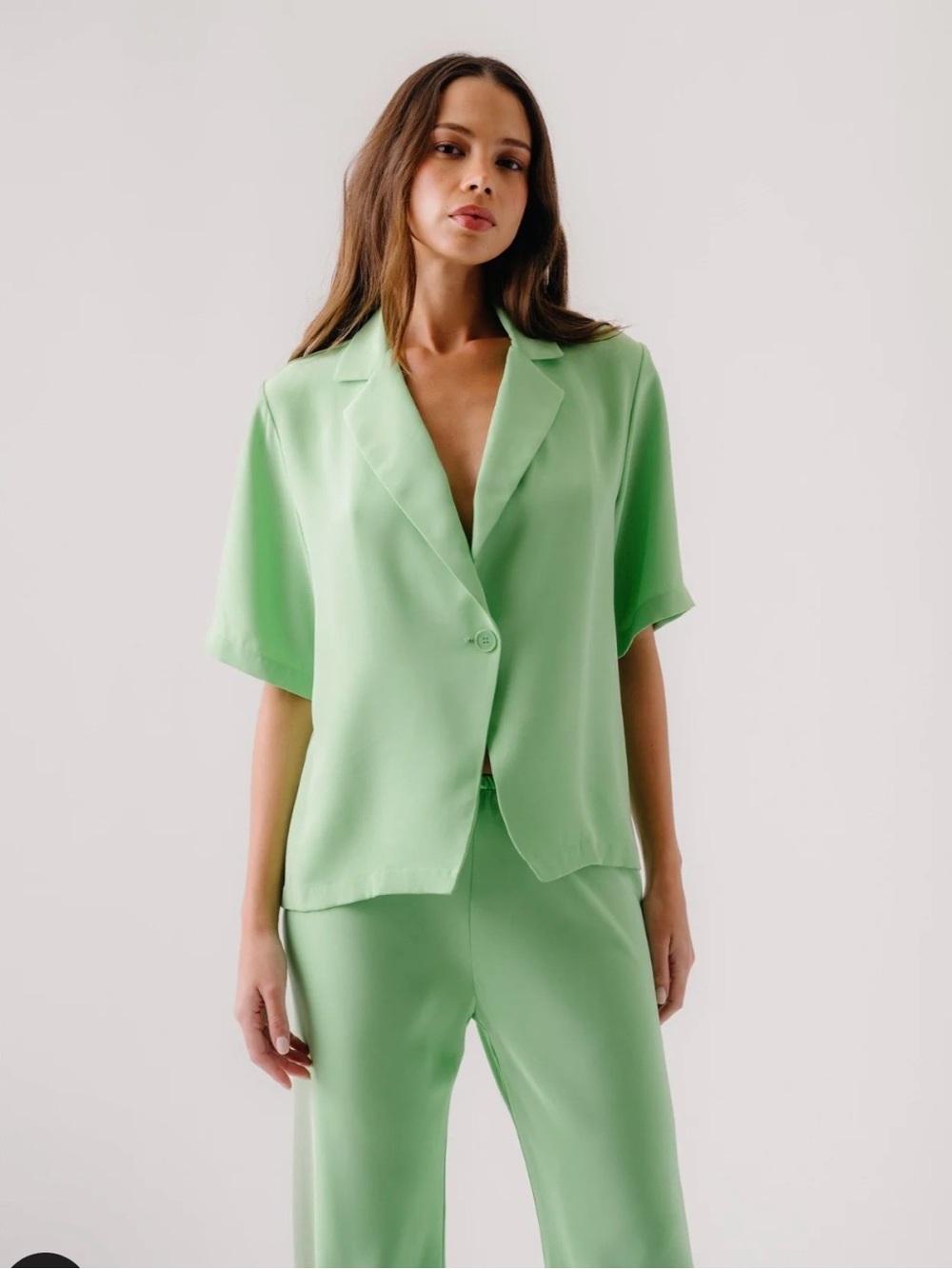 Light Green Relaxed one button sablyn short sleeve jacket NWT size small